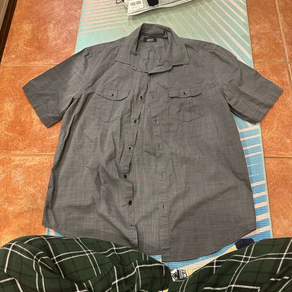Alfani Charcoal Casual Button Down Shirt